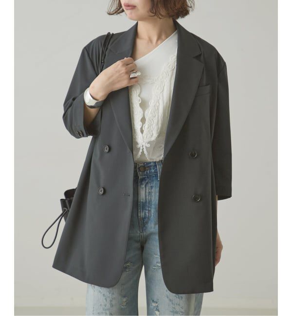 journal standard L'essage「《セットアップ可》POPLIN タックジャケット」|その他|グレー