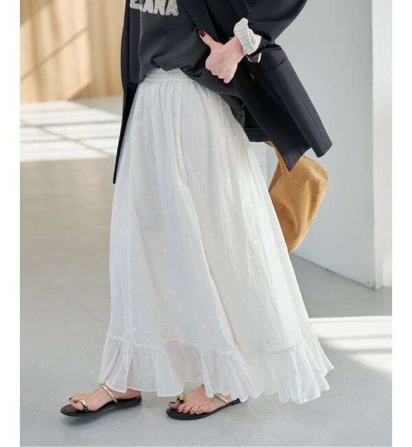 Spick and Span「《一部店舗+WEB限定》ドットエンブロイダリースカート」|スカート|