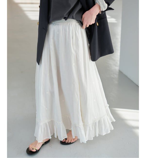 Spick and Span「《一部店舗+WEB限定》ドットエンブロイダリースカート」|スカート|