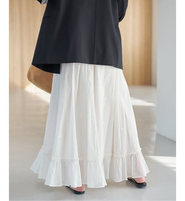 Spick and Span「《一部店舗+WEB限定》ドットエンブロイダリースカート」|スカート|