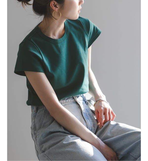 NOBLE「《追加・WEB限定カラー》スビンコットンスムースコンパクトTシャツ」|Tシャツ・カットソー|グリーン C