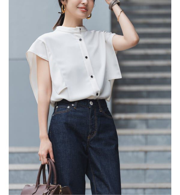 NOBLE「《追加予約・WEB&一部店舗限定》スクエアースリーブフロントオープンブラウス」|シャツ・ブラウス|