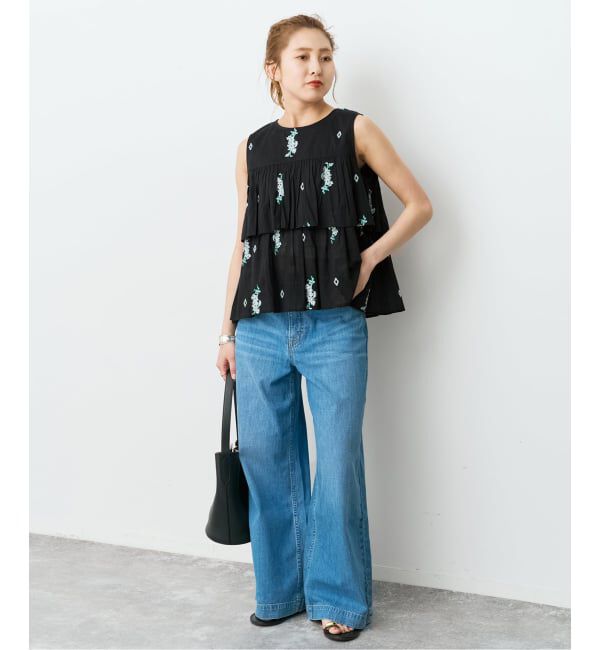 Spick and Span「《予約》ne Quittez pas / ヌキテパ  Cotton Voile Jasmine Embroidery Slee」|シャツ・ブラウス|