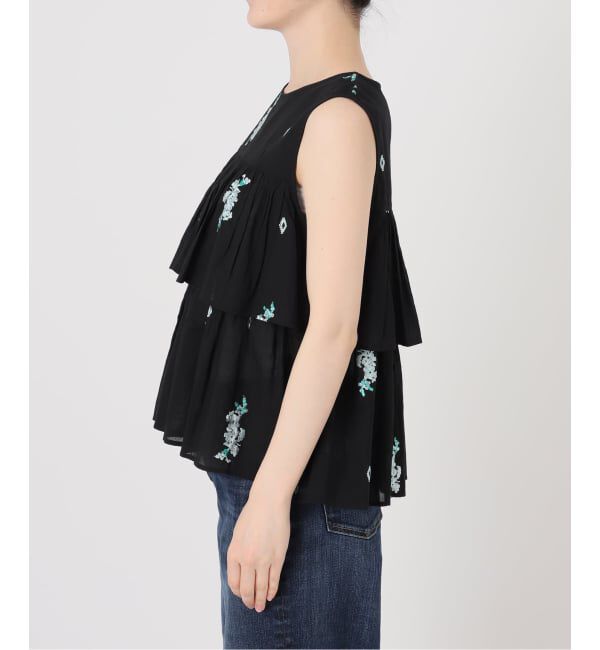 Spick and Span「《予約》ne Quittez pas / ヌキテパ  Cotton Voile Jasmine Embroidery Slee」|シャツ・ブラウス|