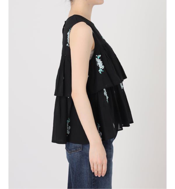 Spick and Span「《予約》ne Quittez pas / ヌキテパ  Cotton Voile Jasmine Embroidery Slee」|シャツ・ブラウス|