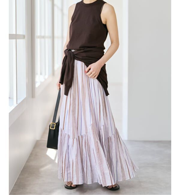 Spick and Span「《別注カラー有 / 予約》ne Quittez pas CottonVoile StripeSlant Panel Skirt*」|スカート|