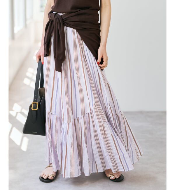 Spick and Span「《別注カラー有 / 予約》ne Quittez pas CottonVoile StripeSlant Panel Skirt*」|スカート|