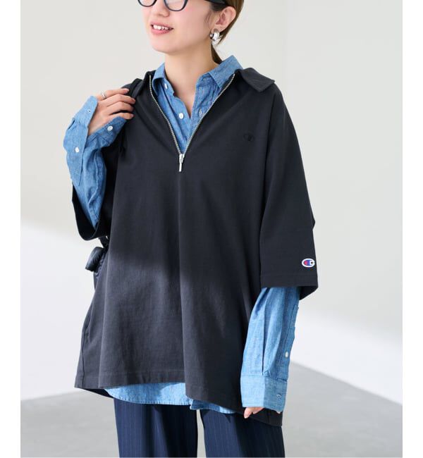 FRAMeWORK「≪追加予約≫CHAMPION/チャンピオン 別注JERSEY HALF ZIP TEE 2」|Tシャツ・カットソー|ブラック