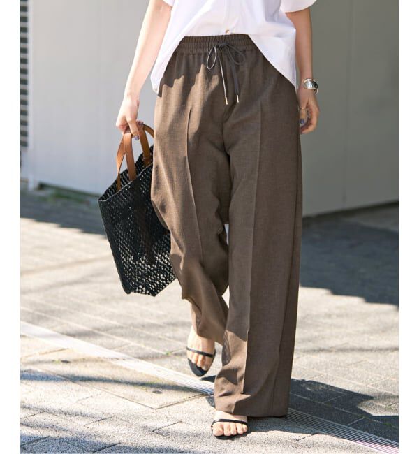 Spick and Span「《34サイズ登場 / 追加予約》PEウォッシャブルイージースラックスパンツ」|スラックス|ブラウン