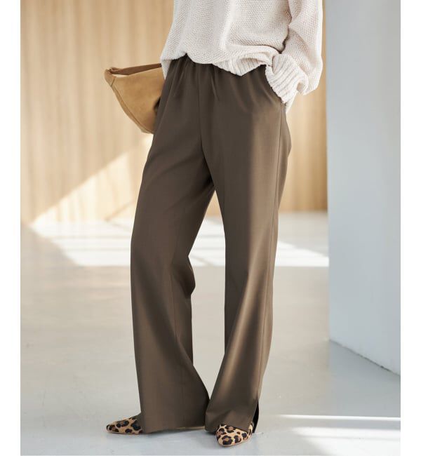 Spick and Span「《34サイズ登場 / 追加2予約》スリットイージーパンツ」|スラックス|ブラウン