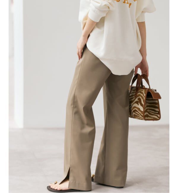 Spick and Span「《34サイズ登場 / 追加2予約》スリットイージーパンツ」|スラックス|ベージュ