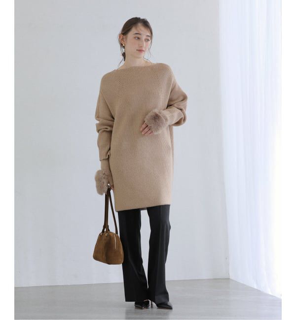  「【洗える】ファーグローブニットチュニック」|チュニック|