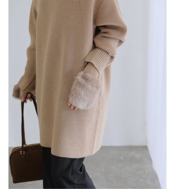  「【洗える】ファーグローブニットチュニック」|チュニック|