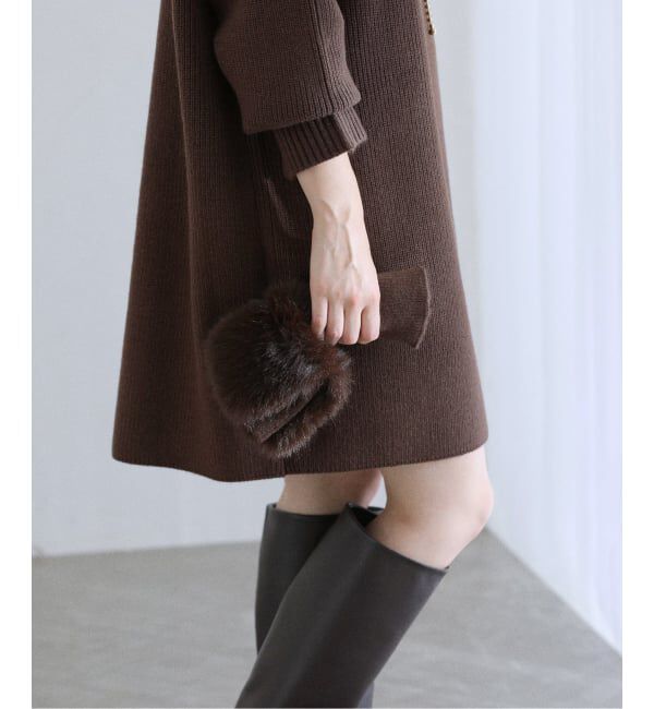  「【洗える】ファーグローブニットチュニック」|チュニック|