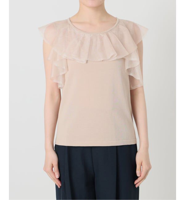  「《予約》【洗える】シアーフリルニットプルオーバー」|ニット・セーター|