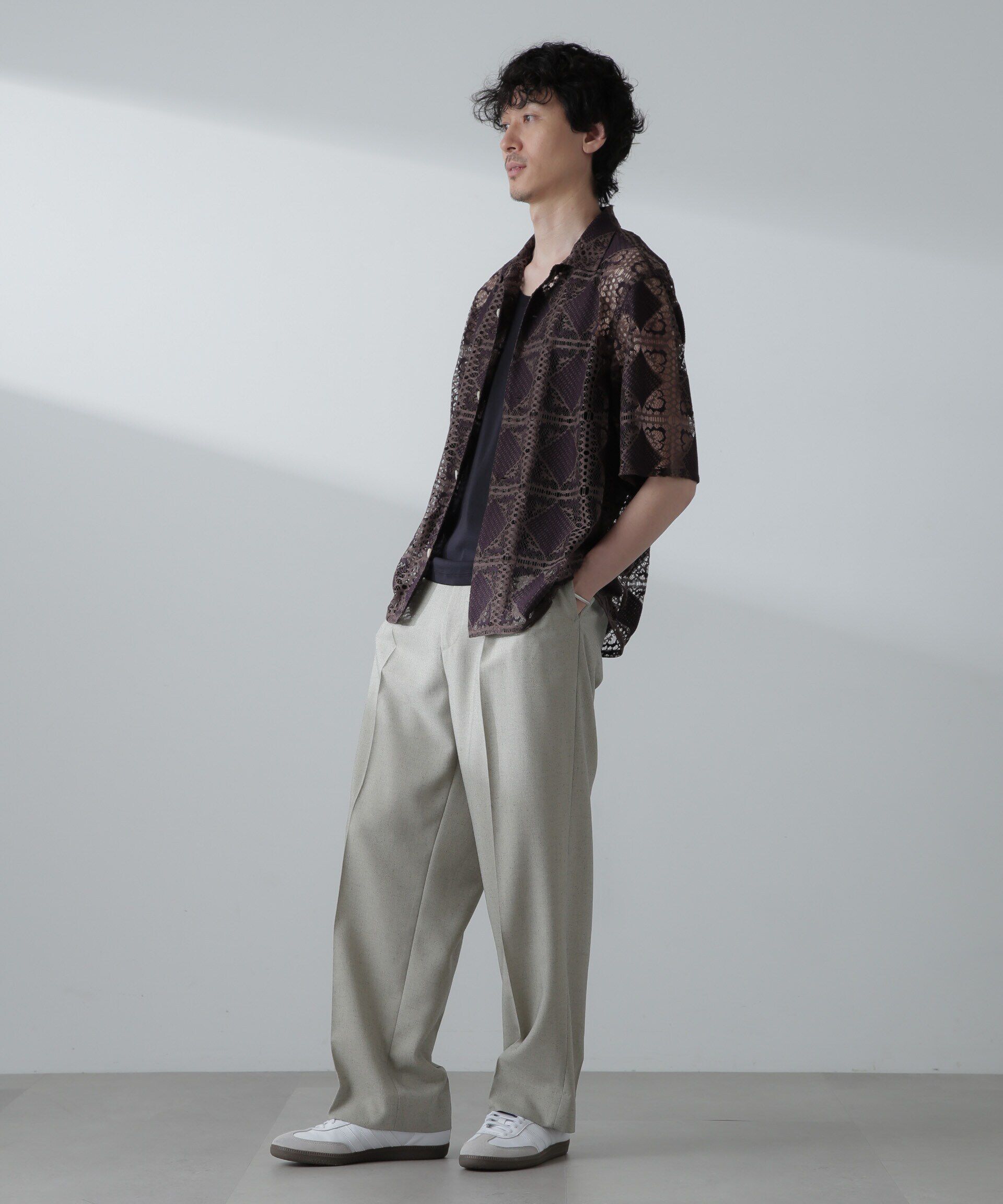 nano･universe「カットブローシェレースオープンカラーシャツ」|シャツ・ブラウス|