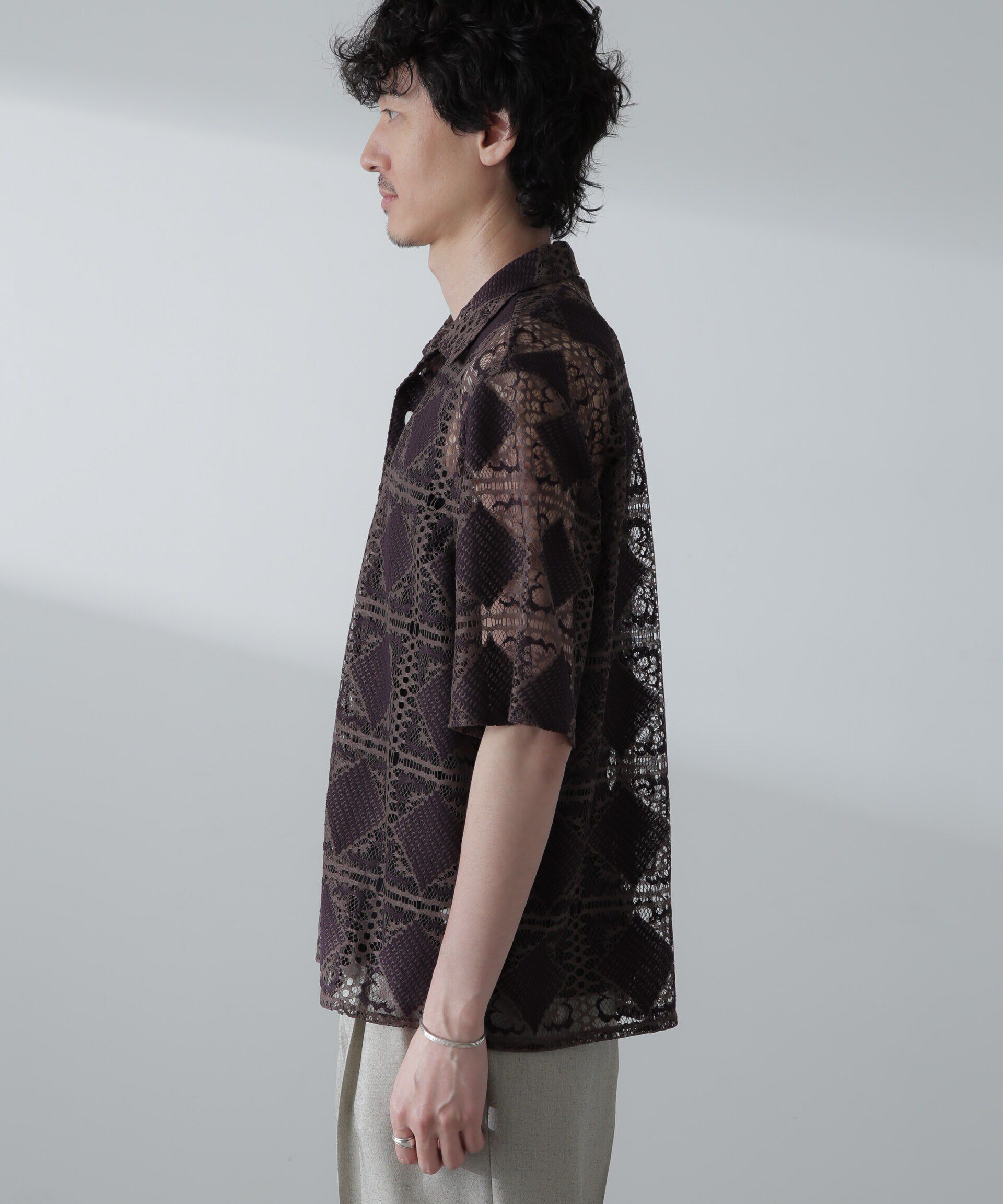 nano･universe「カットブローシェレースオープンカラーシャツ」|シャツ・ブラウス|