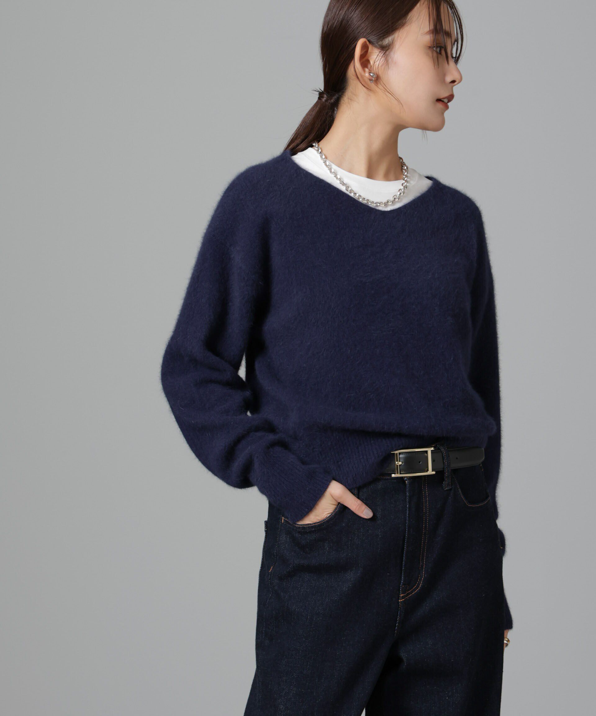 nano･universe「ウォッシャブルフォックスVネックプルオーバー」|ニット・セーター|