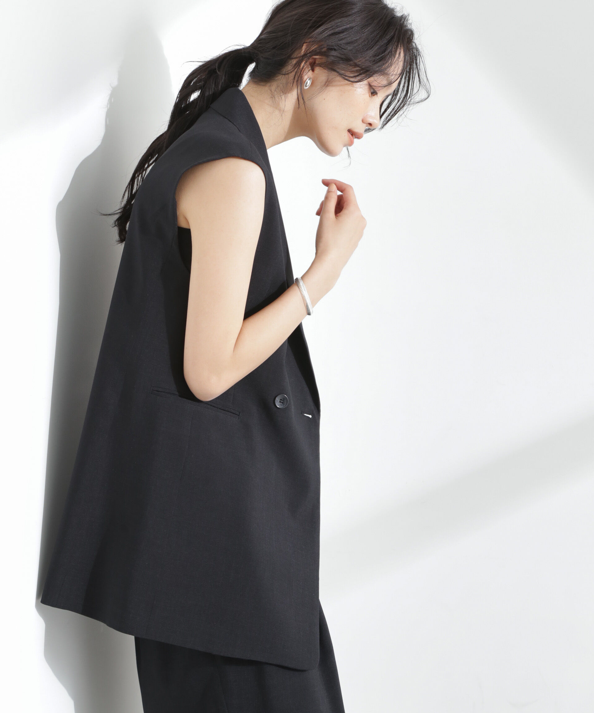 nano･universe「メランジドライ テーラードダブルジレ(セットアップ可)」|テーラードジャケット|