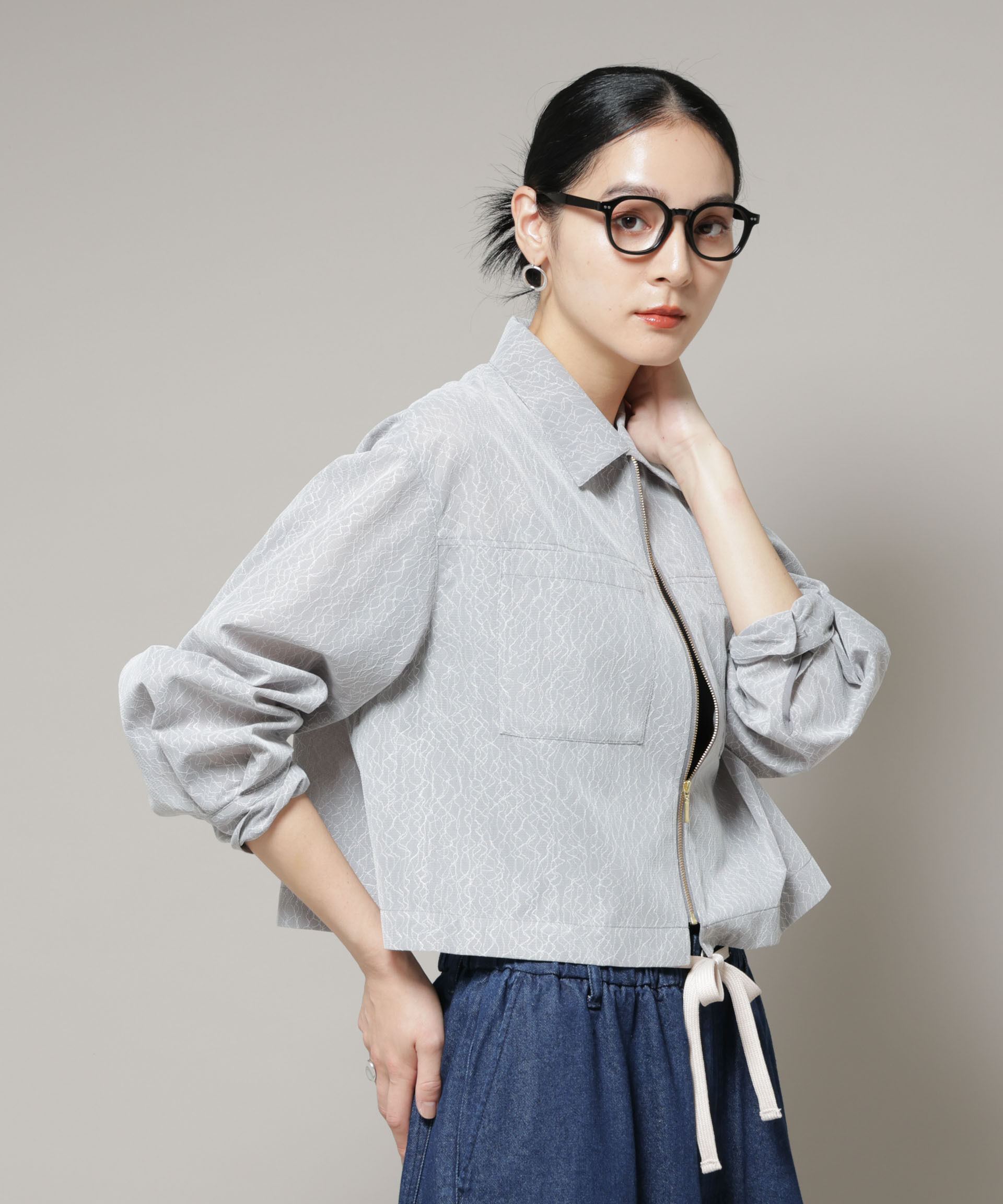 nano･universe「レースボンディングシャツブルゾン」|テーラードジャケット|