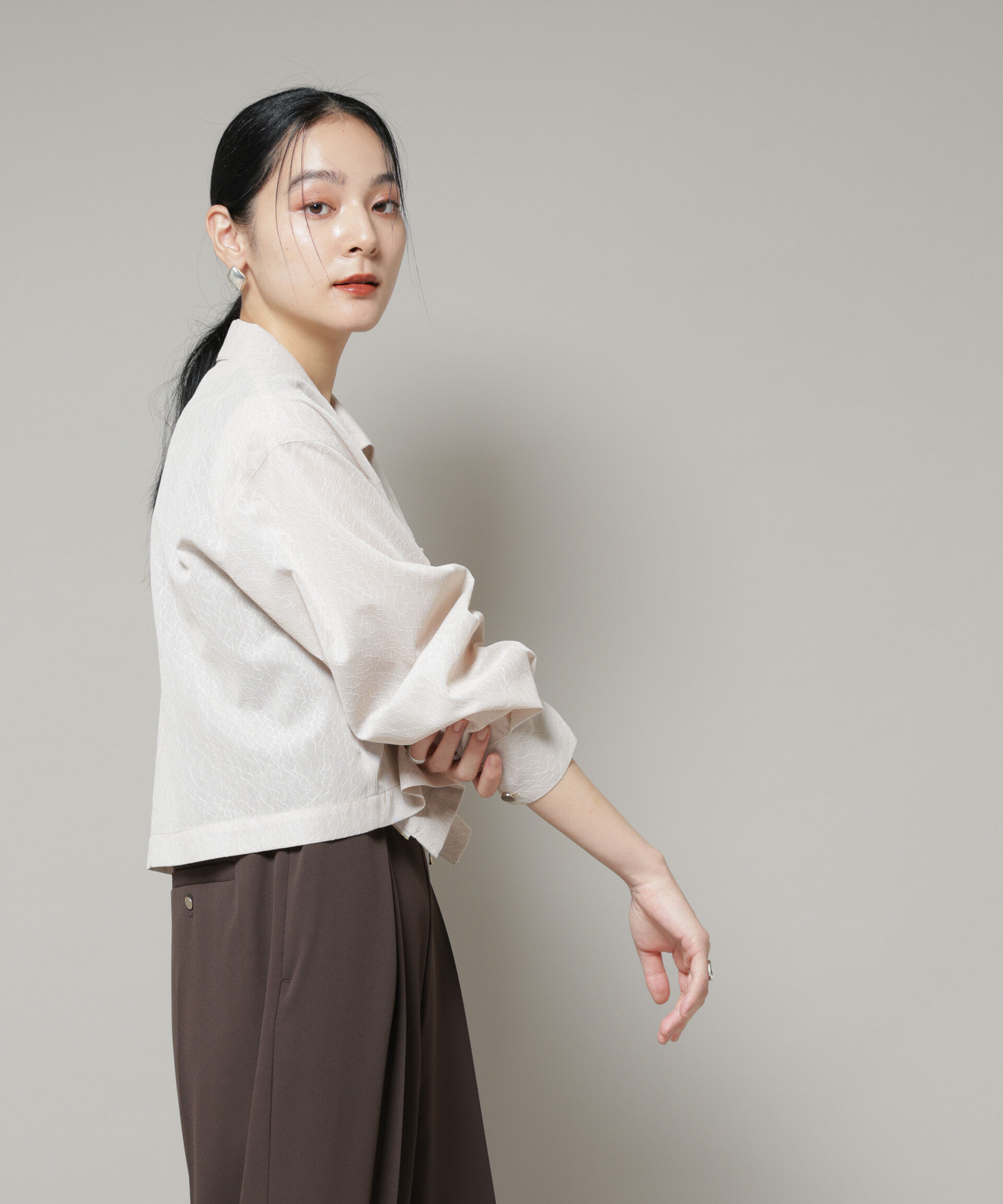 nano･universe「レースボンディングシャツブルゾン」|テーラードジャケット|