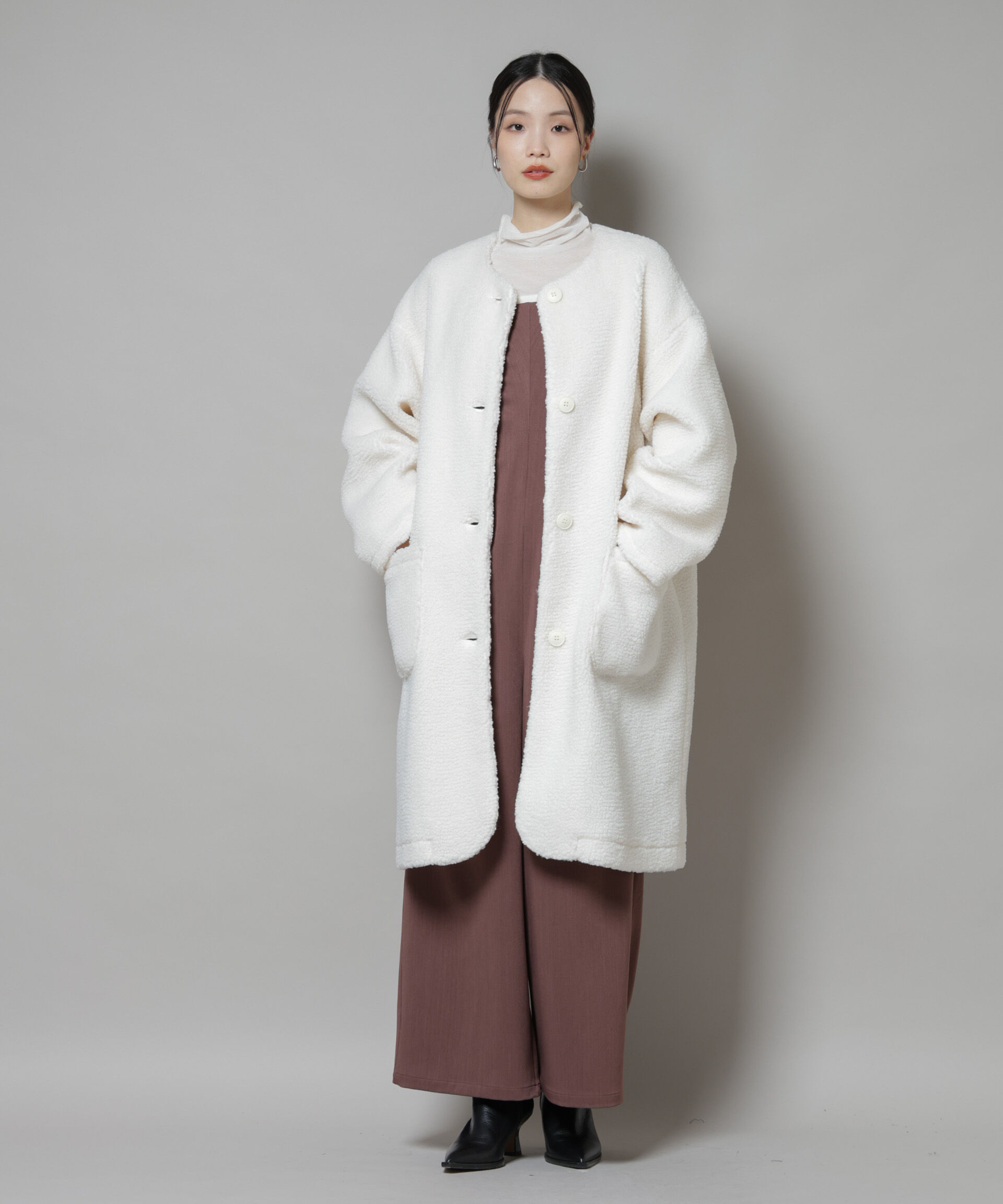 nano･universe「ソフトボアノーカラーコート」|その他|