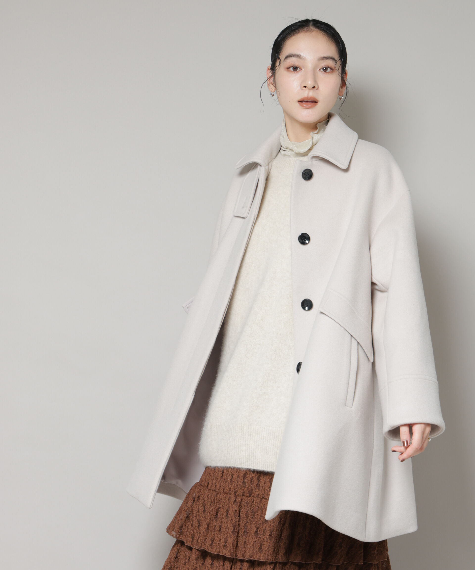 nano･universe「WooLoop Aラインステンカラーミドルコート」|その他|