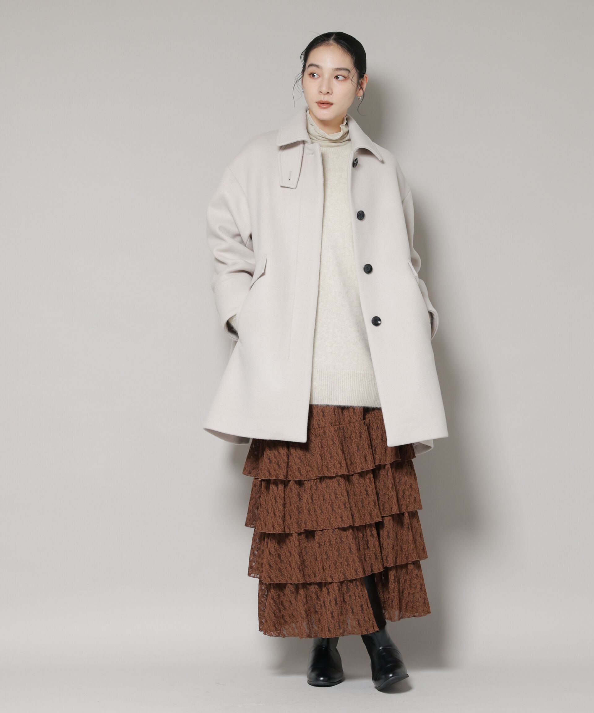 nano･universe「WooLoop Aラインステンカラーミドルコート」|その他|