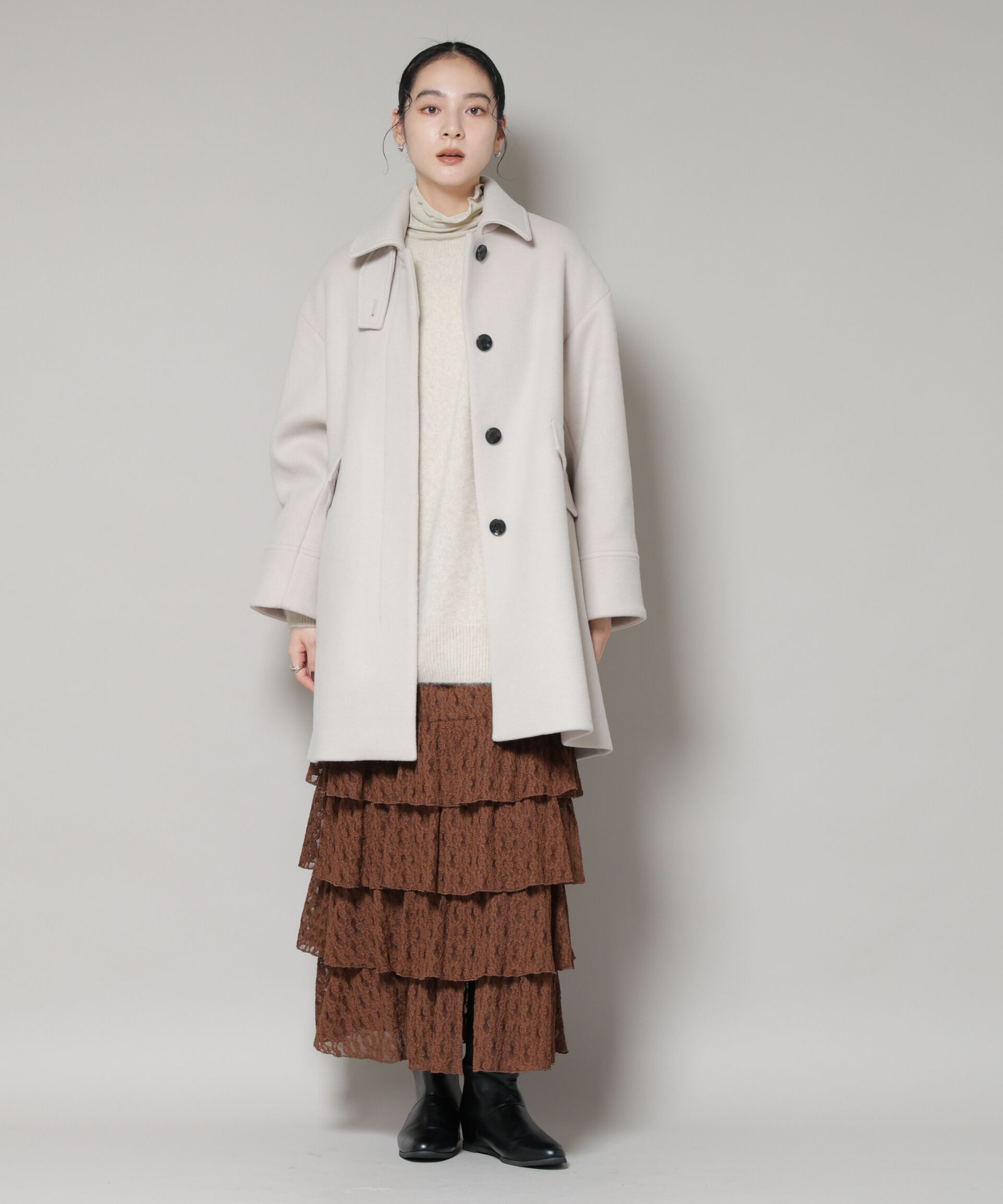 nano･universe「WooLoop Aラインステンカラーミドルコート」|その他|