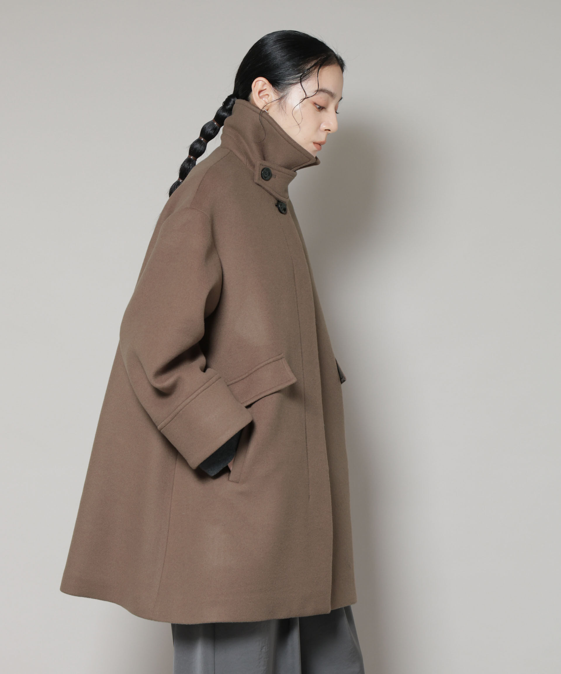 nano･universe「WooLoop Aラインステンカラーミドルコート」|その他|