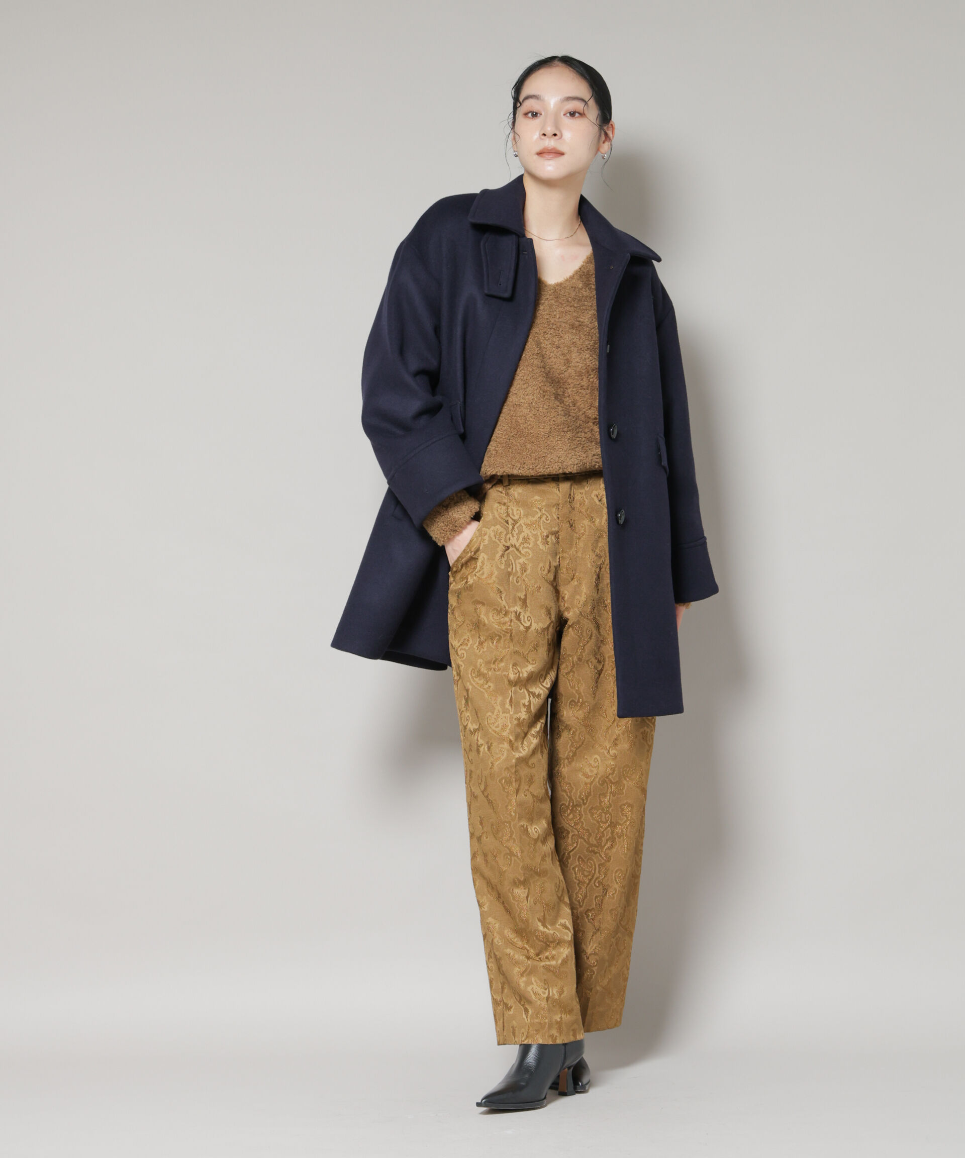 nano･universe「WooLoop Aラインステンカラーミドルコート」|その他|