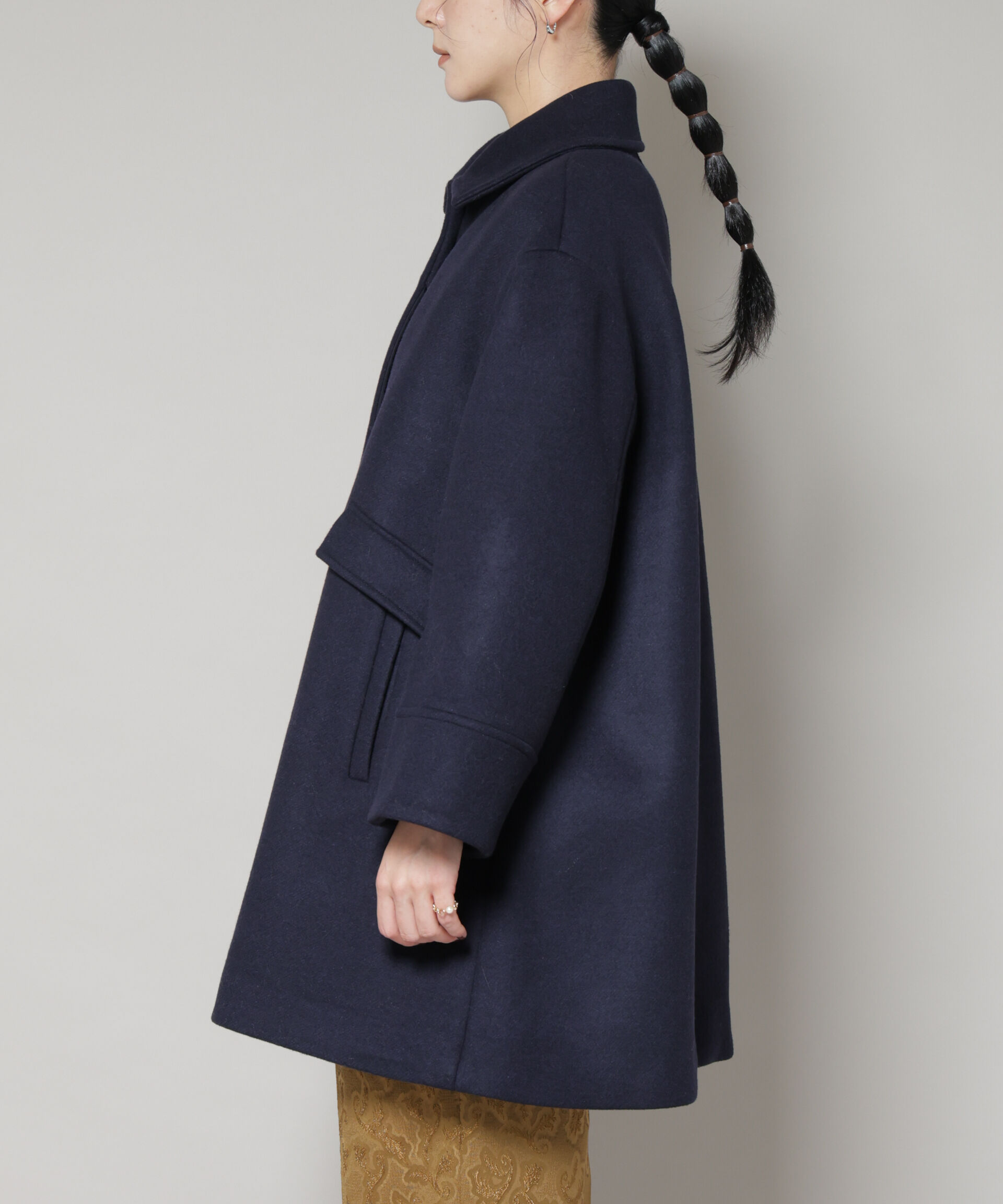 nano･universe「WooLoop Aラインステンカラーミドルコート」|その他|