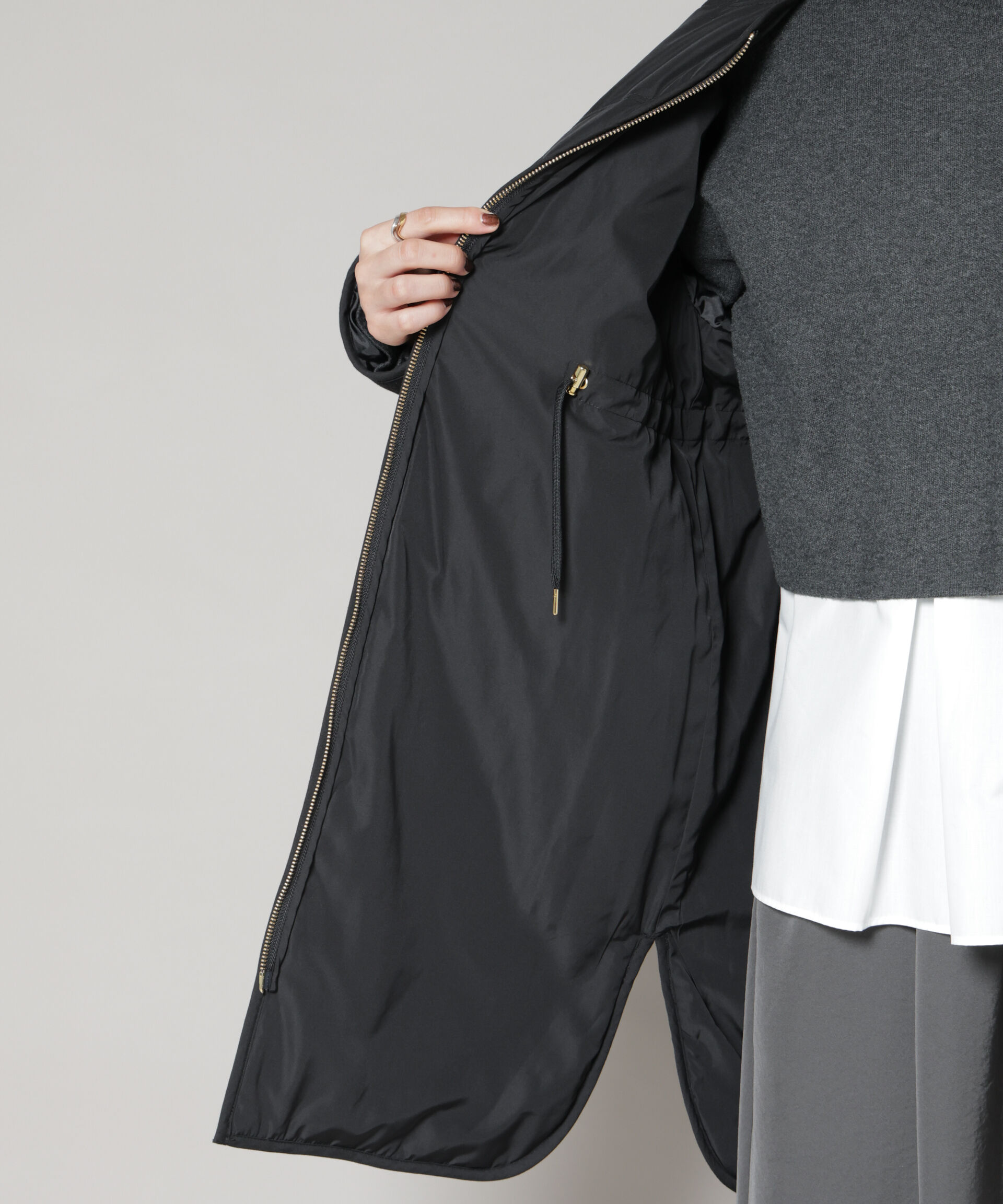 nano･universe「異素材コンビキルティングノーカラーコート」|その他|