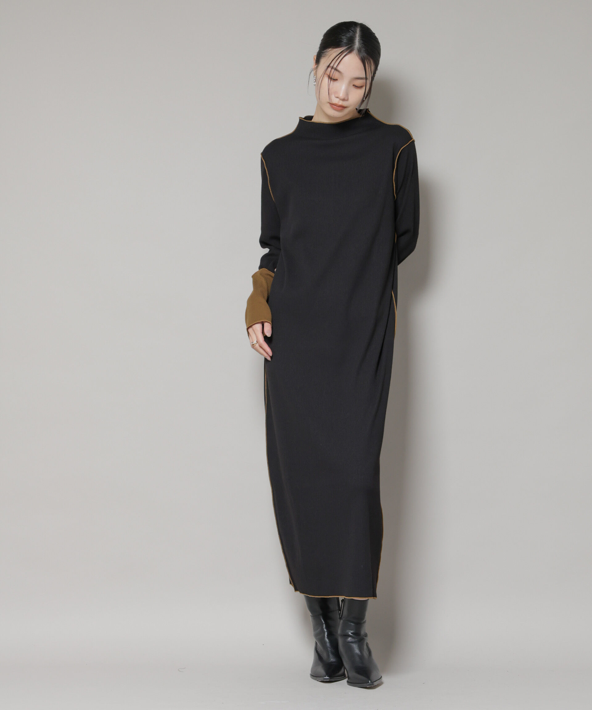 nano･universe「テレコリブ配色メローワンピース」|ワンピース|