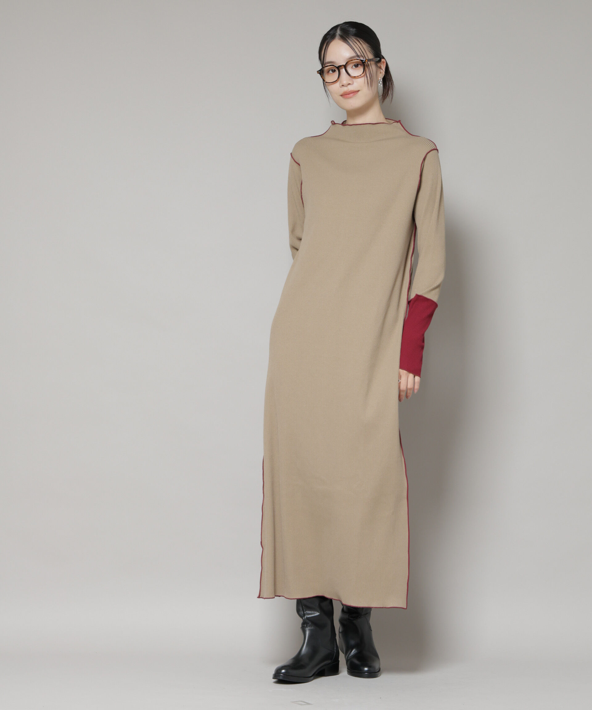 nano･universe「テレコリブ配色メローワンピース」|ワンピース|