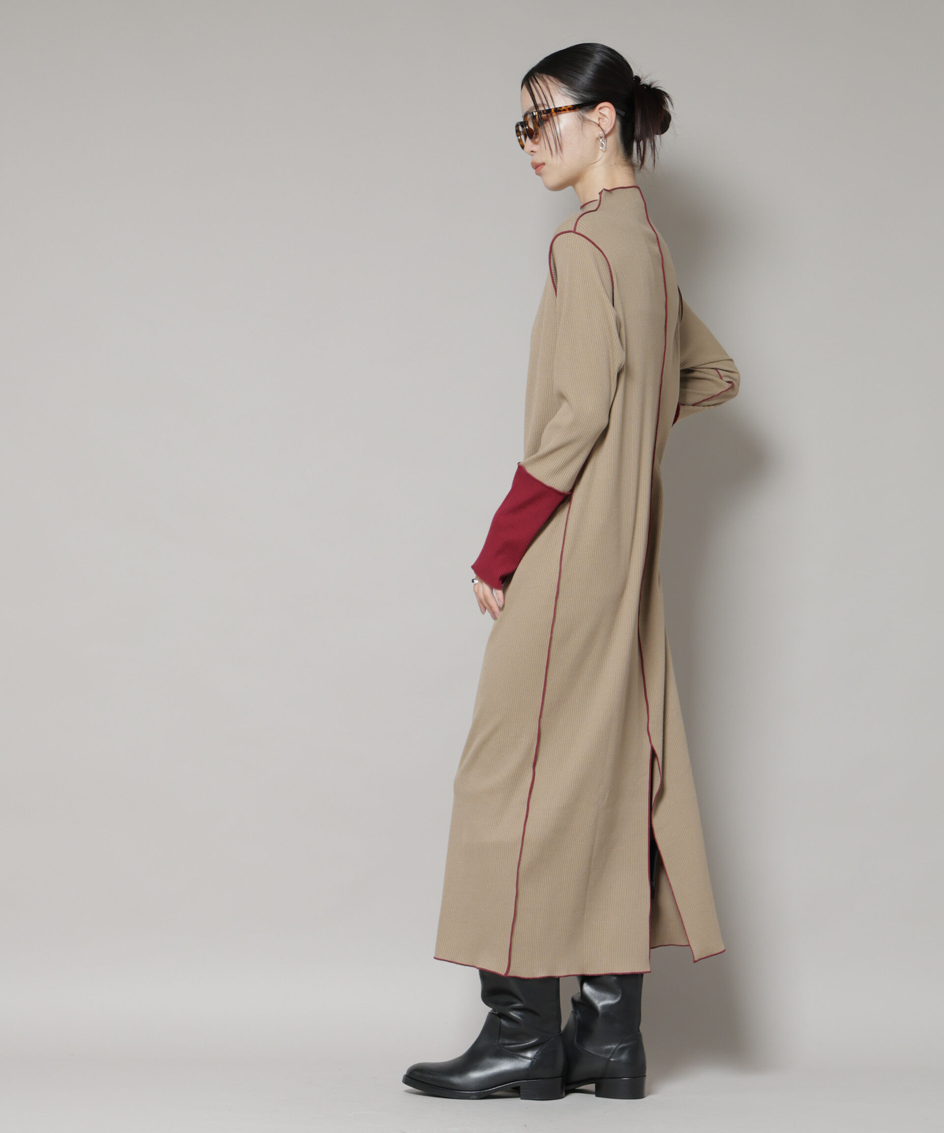 nano･universe「テレコリブ配色メローワンピース」|ワンピース|