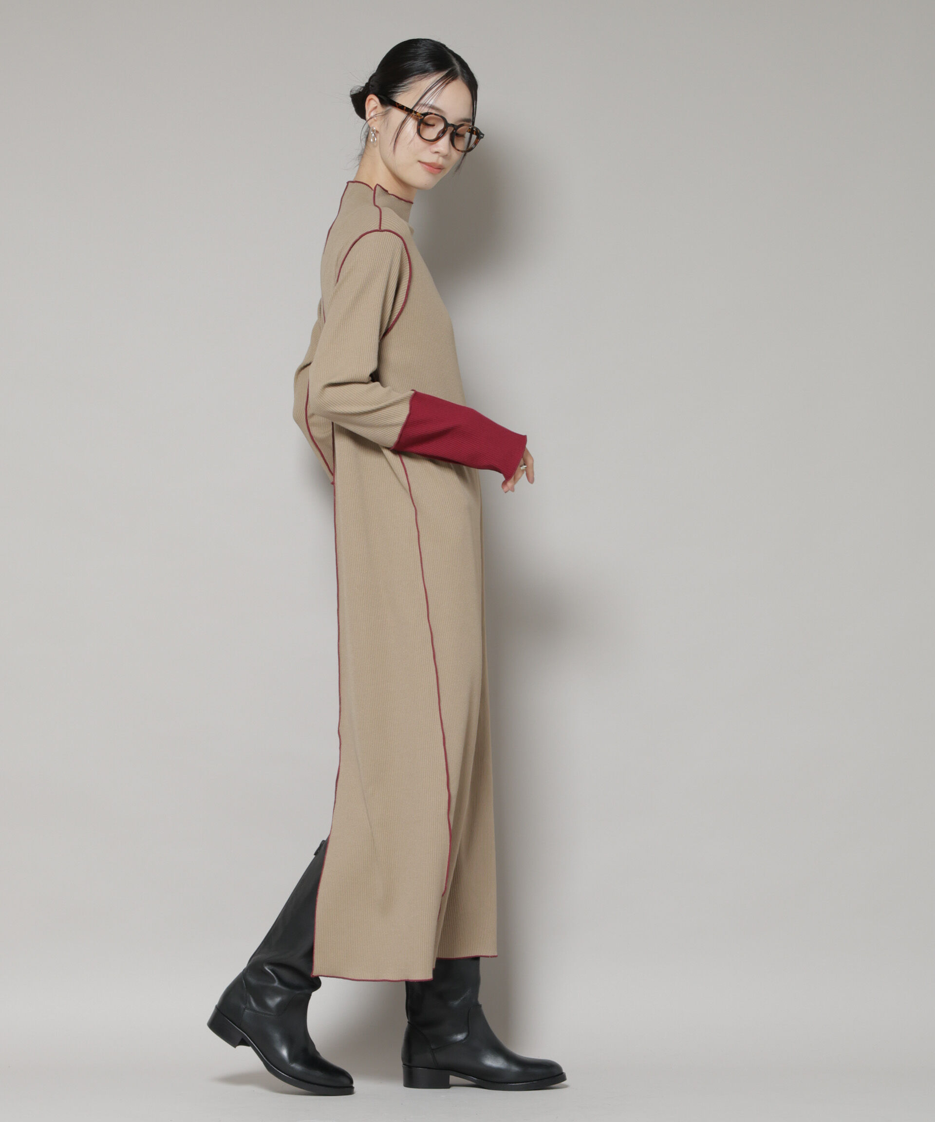 nano･universe「テレコリブ配色メローワンピース」|ワンピース|