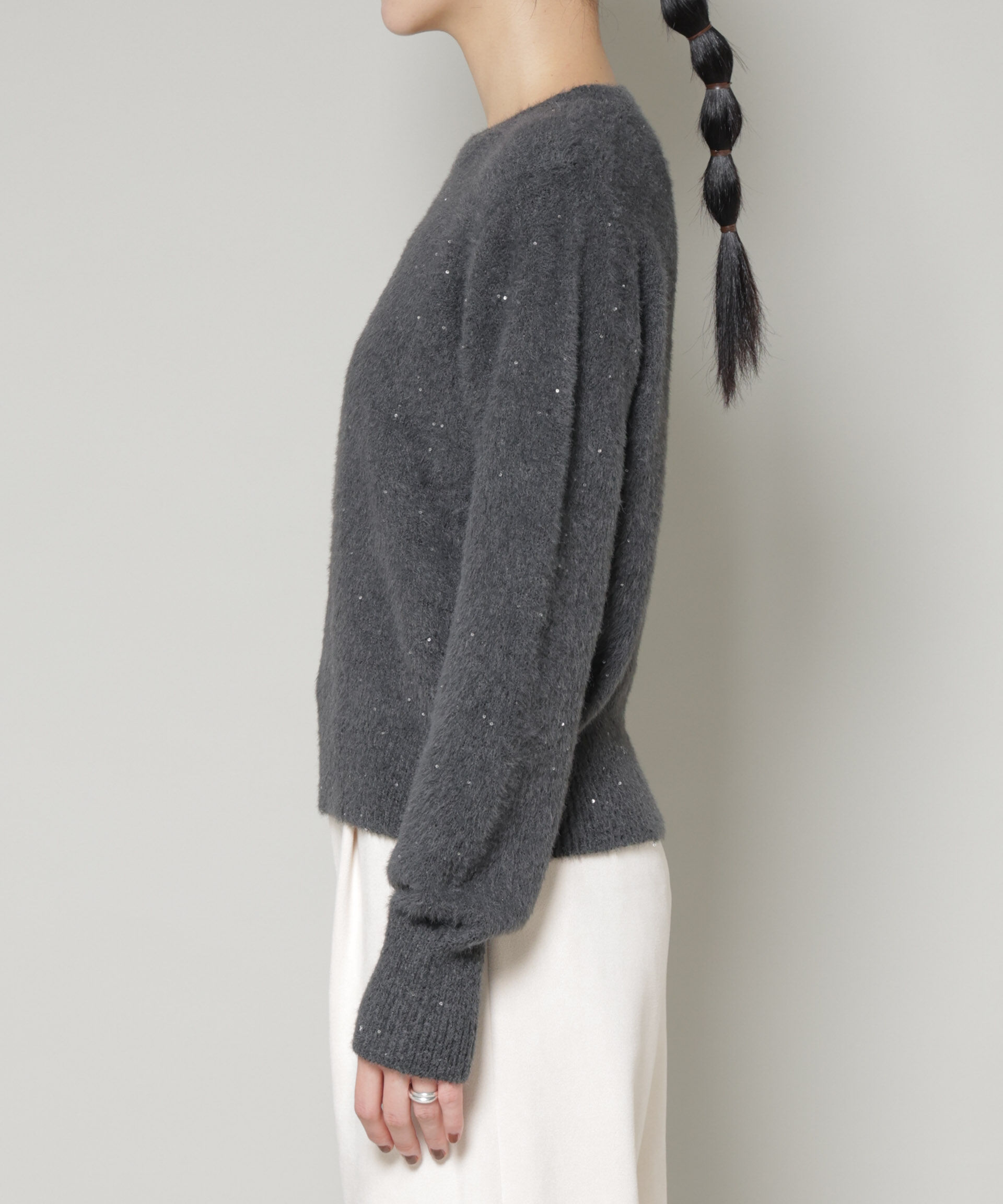 nano･universe「スパンコールフェザーニットプルオーバー」|ニット・セーター|