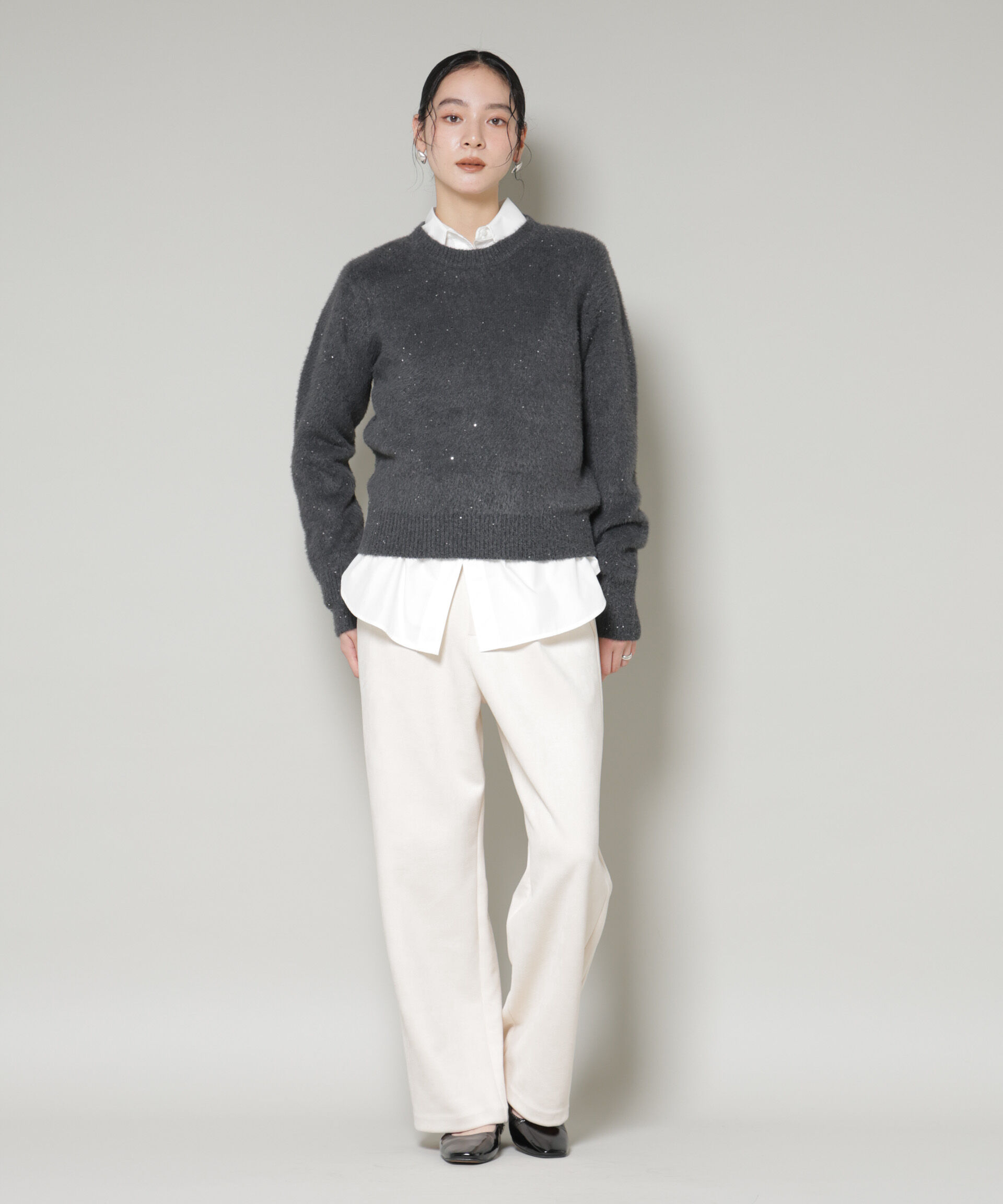 nano･universe「スパンコールフェザーニットプルオーバー」|ニット・セーター|