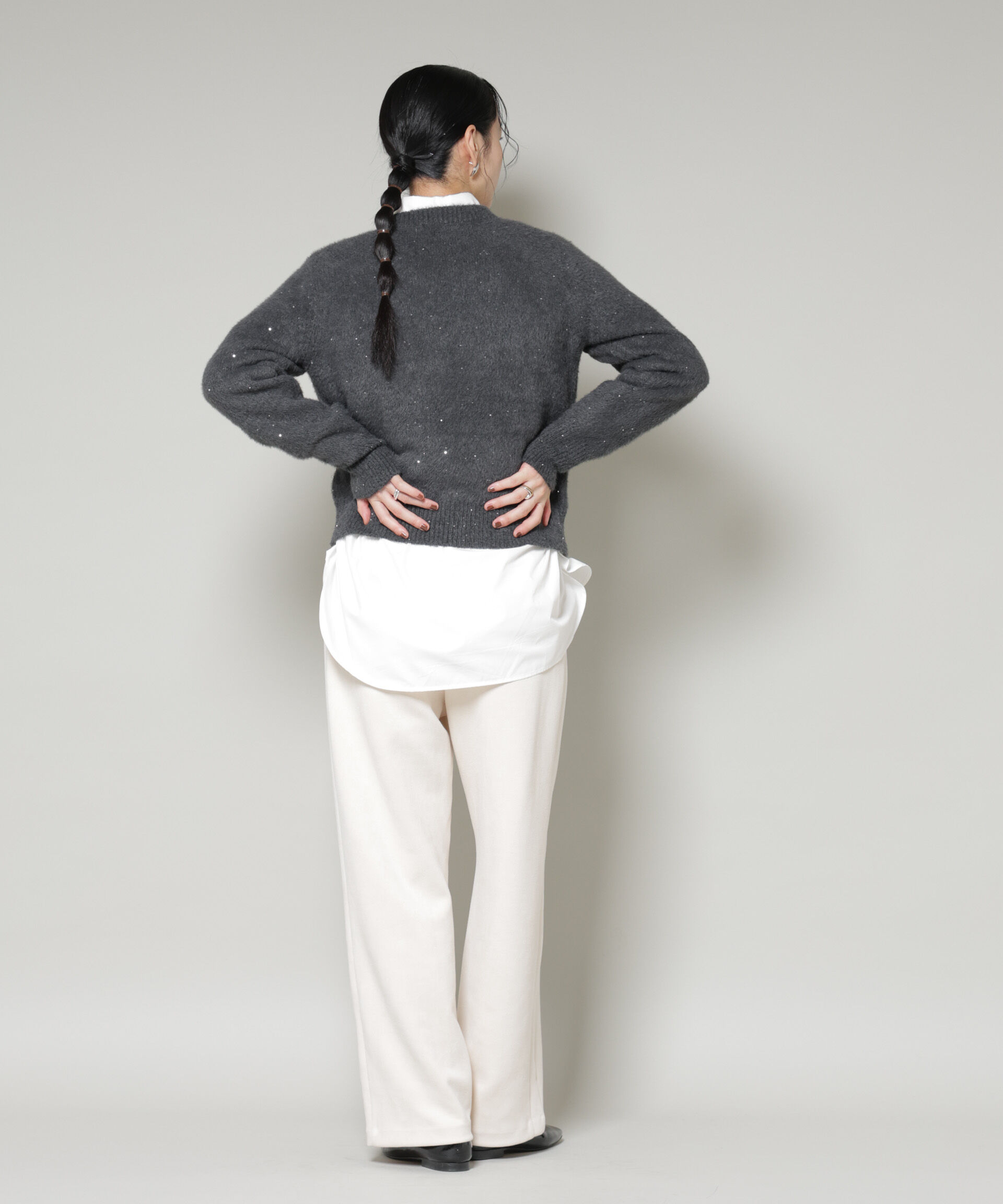 nano･universe「スパンコールフェザーニットプルオーバー」|ニット・セーター|