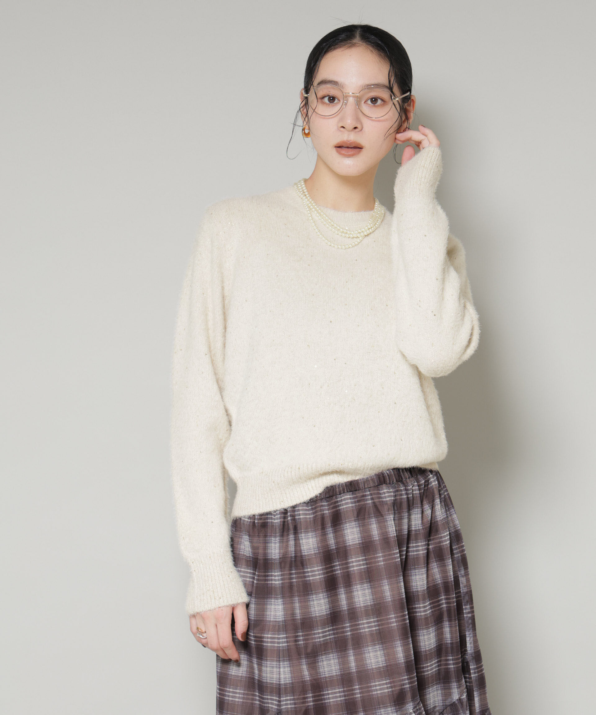 nano･universe「スパンコールフェザーニットプルオーバー」|ニット・セーター|