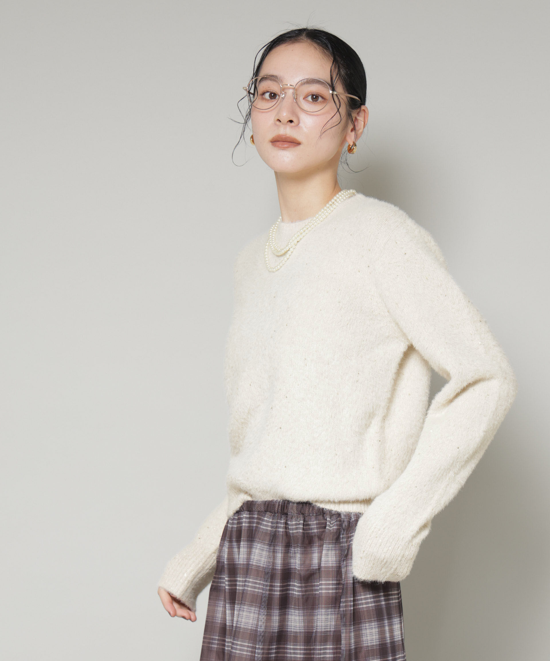 nano･universe「スパンコールフェザーニットプルオーバー」|ニット・セーター|