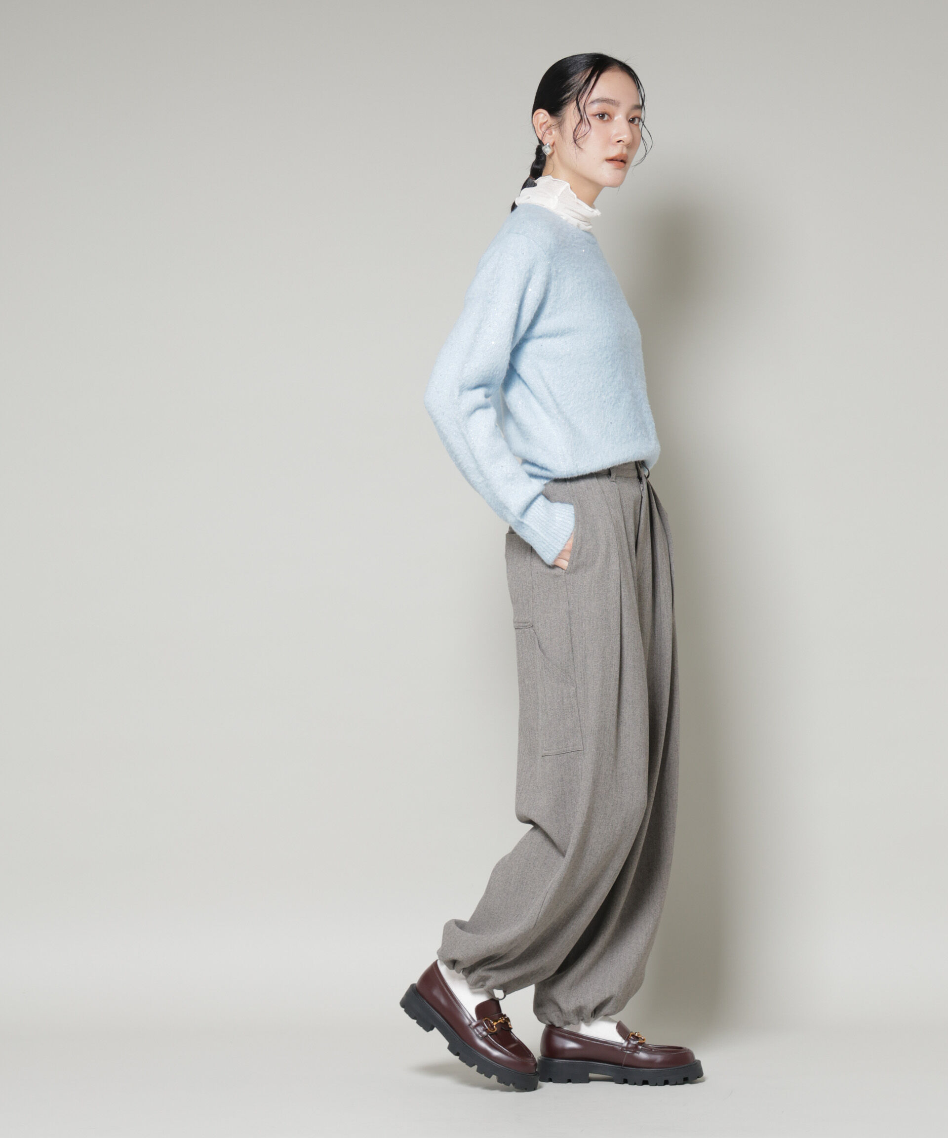 nano･universe「スパンコールフェザーニットプルオーバー」|ニット・セーター|