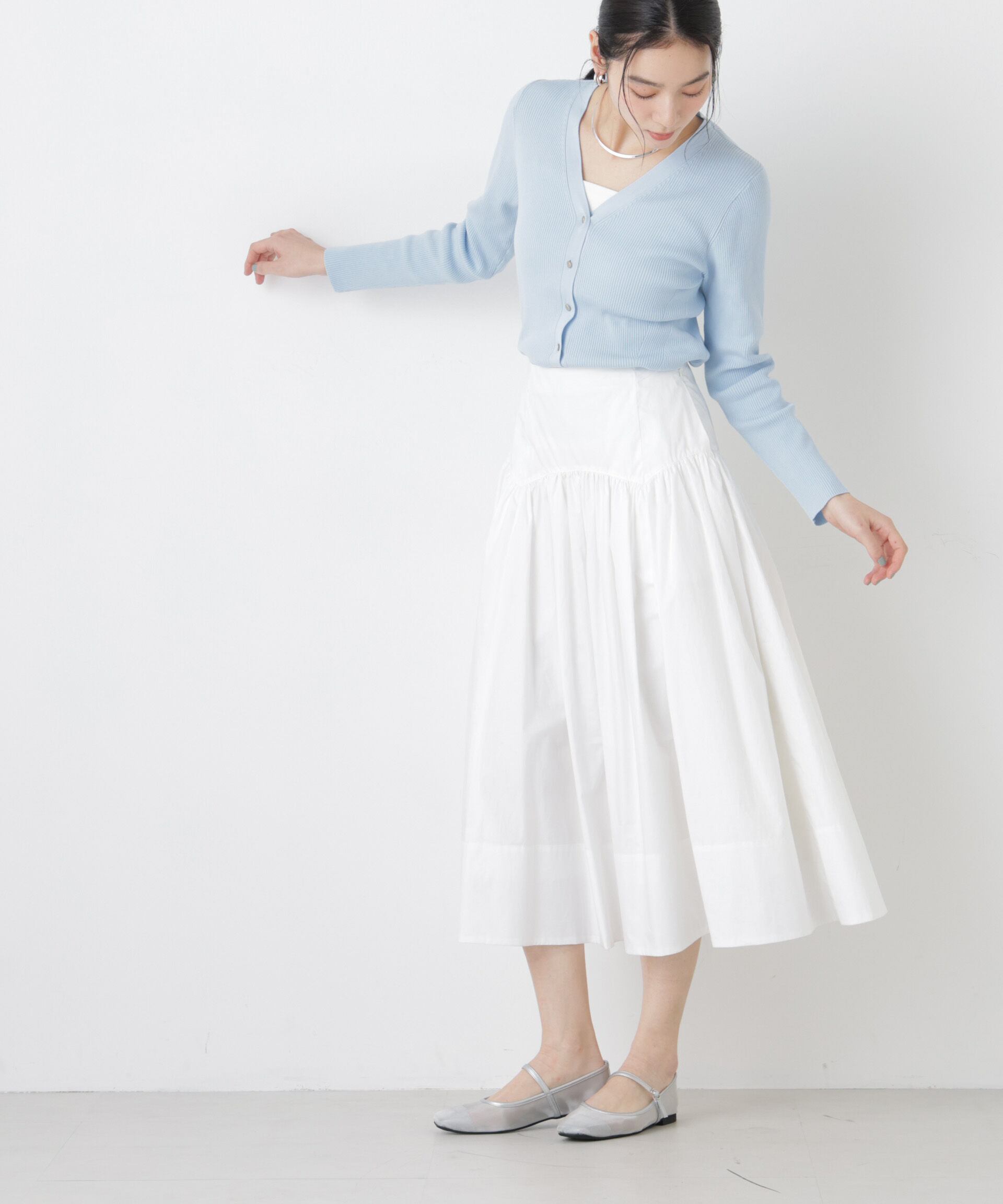 nano･universe「ウォッシャブルハイツイストVネックリブカーディガン」|ニット・セーター|