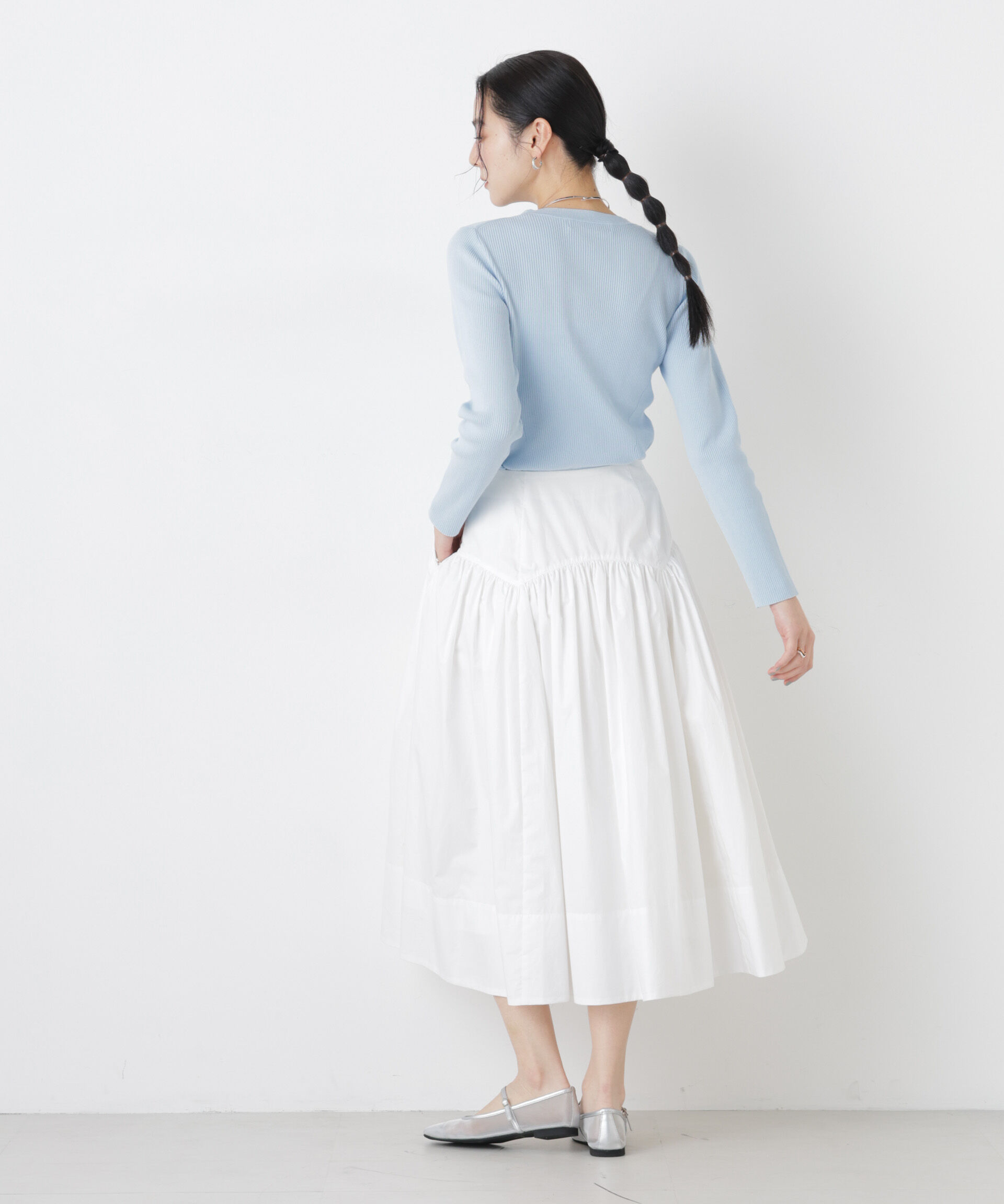 nano･universe「ウォッシャブルハイツイストVネックリブカーディガン」|ニット・セーター|