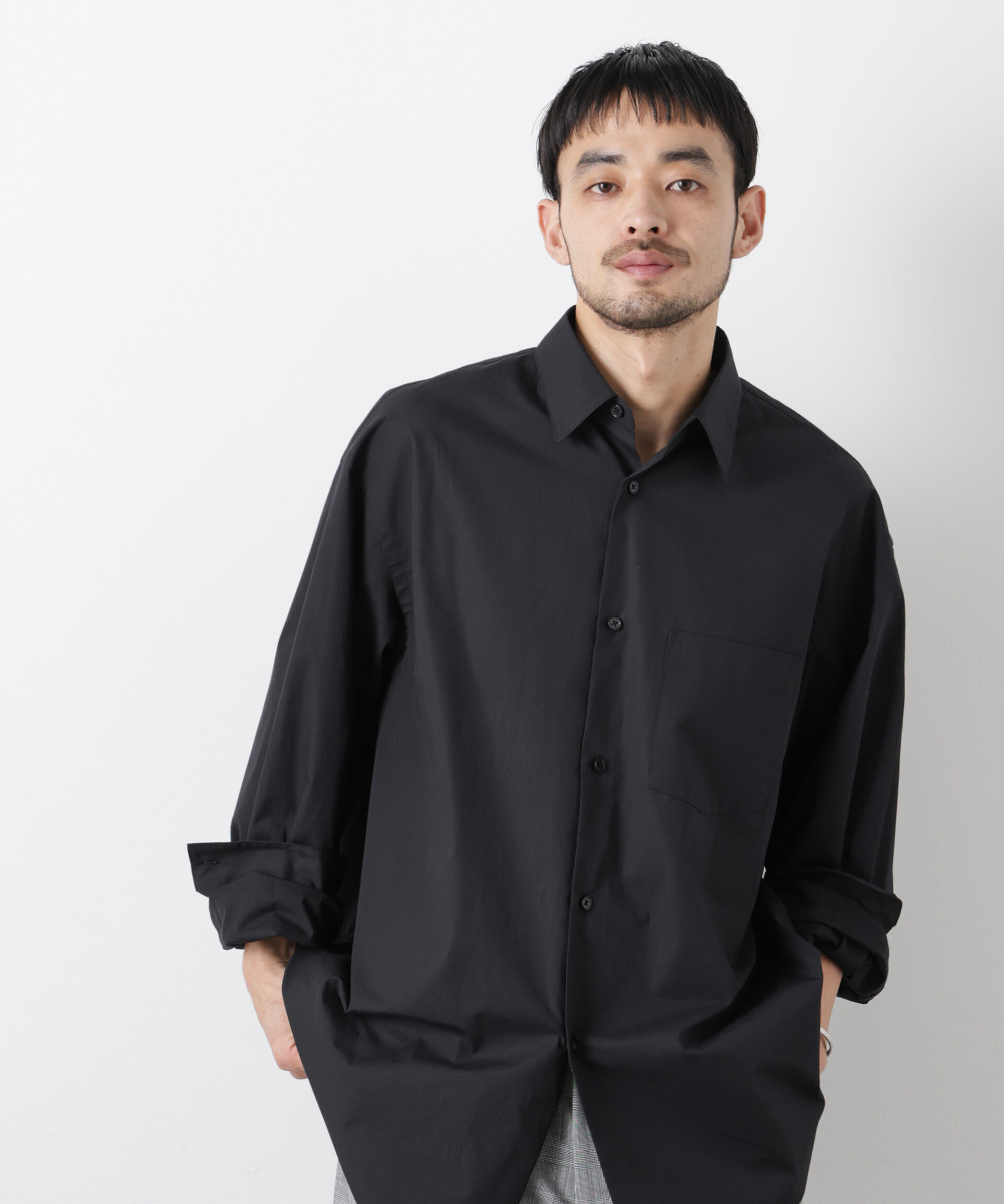 nano･universe「「ASSEMBLANC」 SIDOGRAS シャツ」|シャツ・ブラウス|ブラック