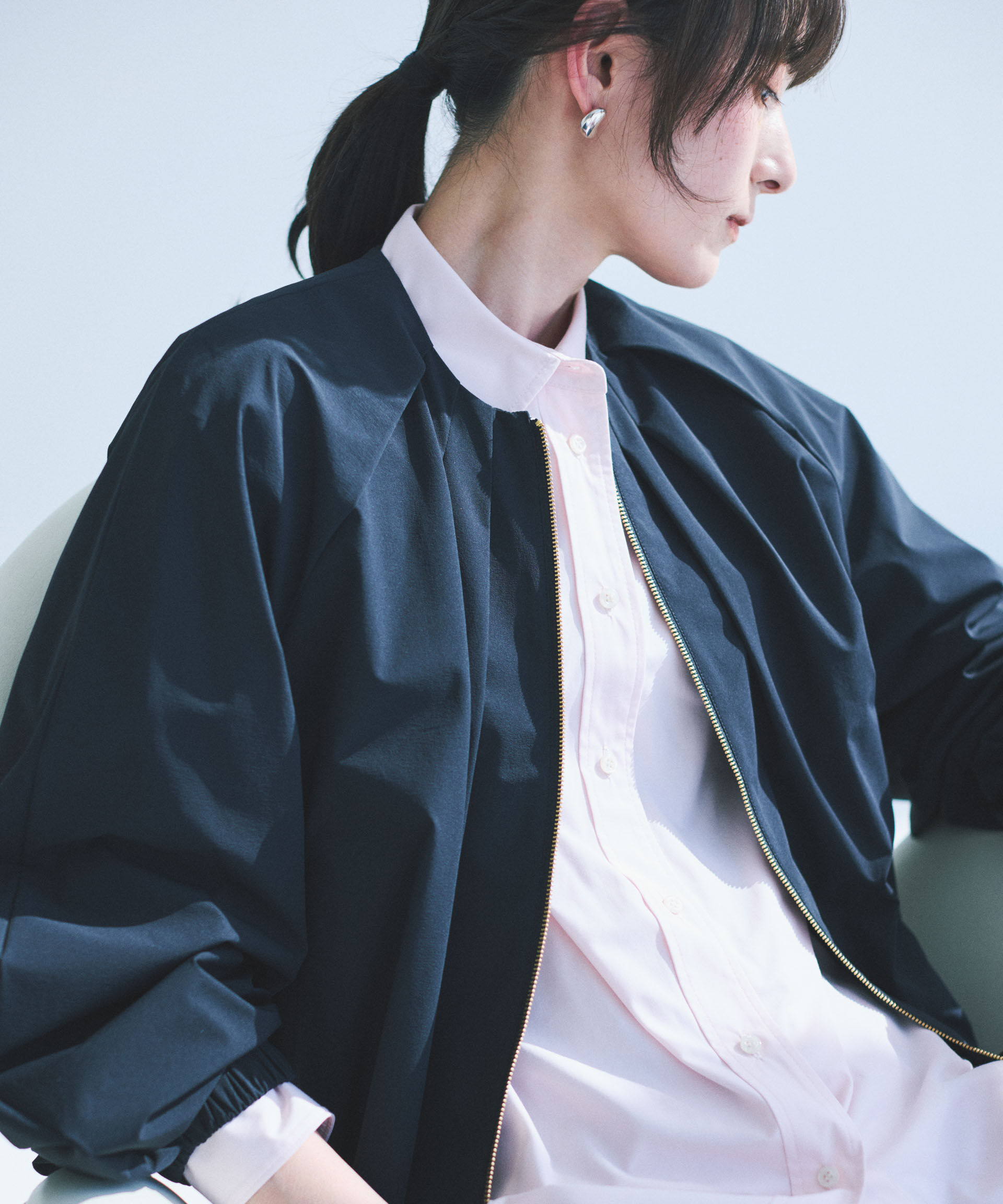 nano･universe「ノーカラードロストタックブルゾン」|ブルゾン・スタジャン|