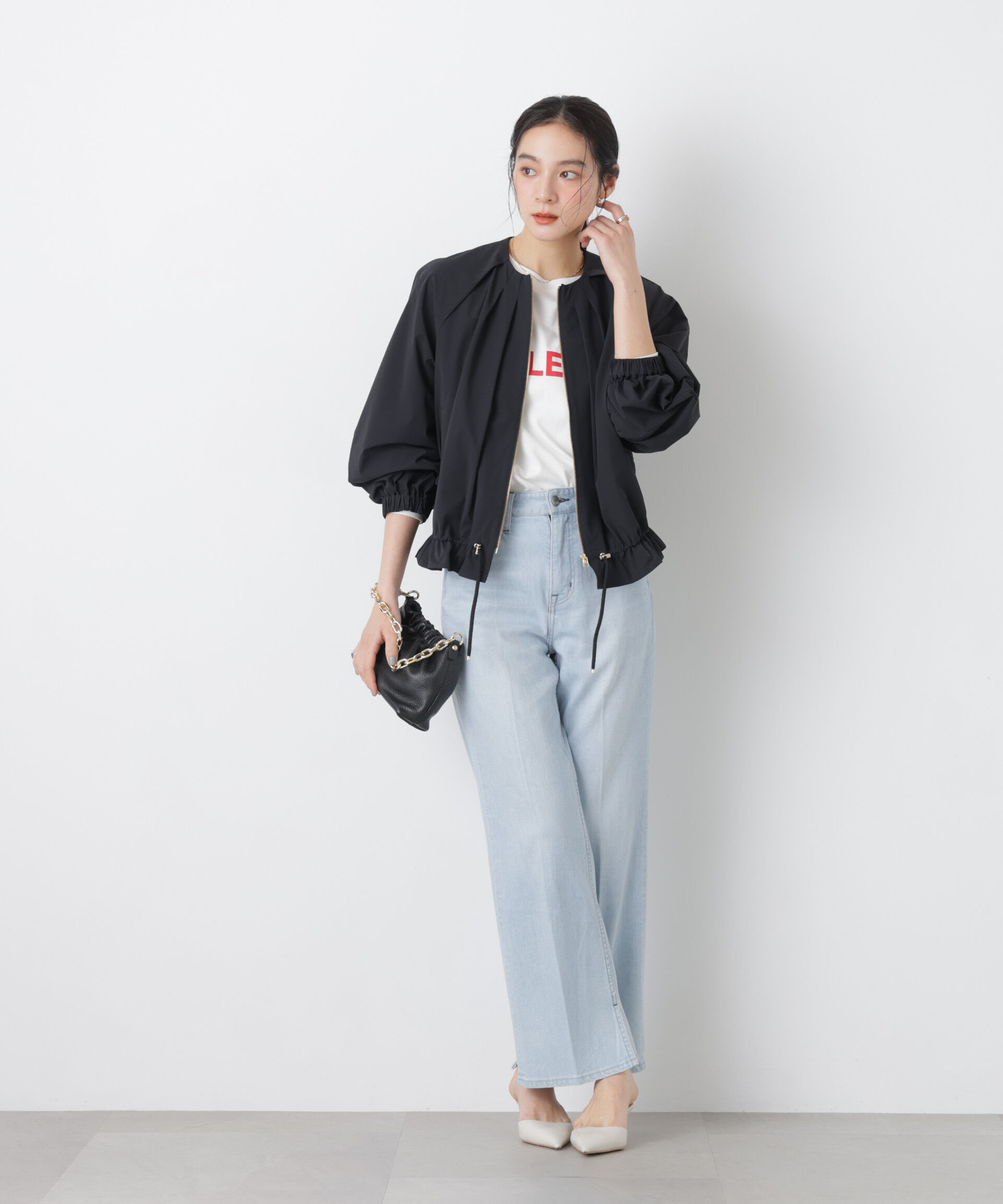 nano･universe「ノーカラードロストタックブルゾン」|ブルゾン・スタジャン|