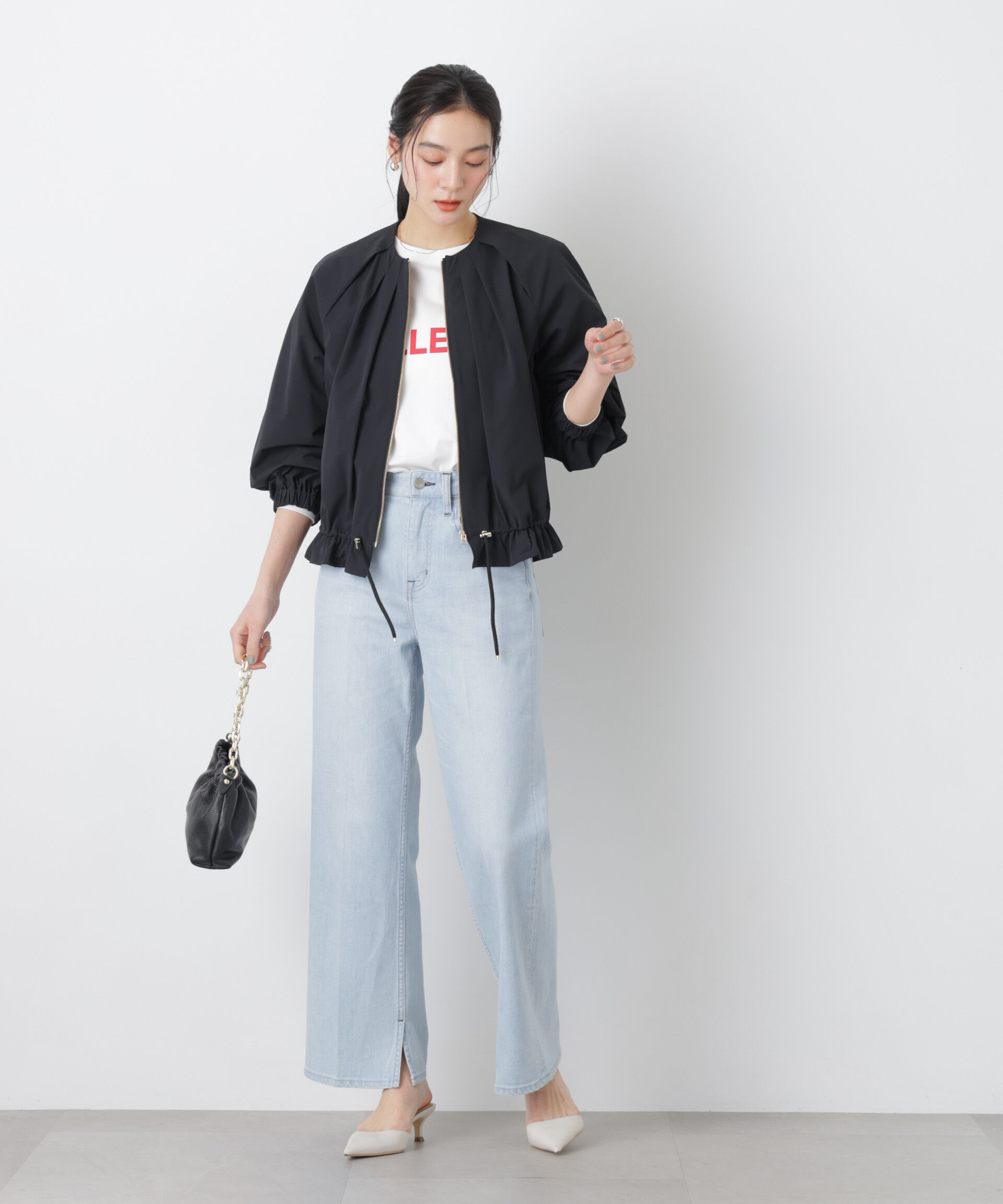 nano･universe「ノーカラードロストタックブルゾン」|ブルゾン・スタジャン|