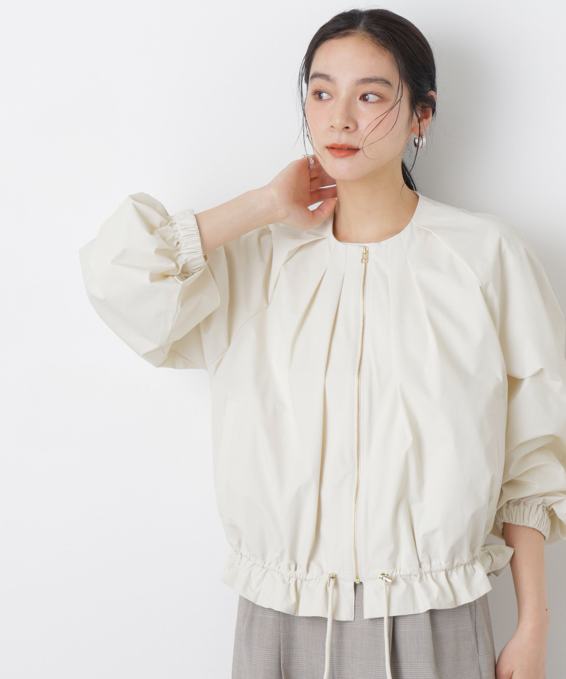 nano･universe「ノーカラードロストタックブルゾン」|ブルゾン・スタジャン|